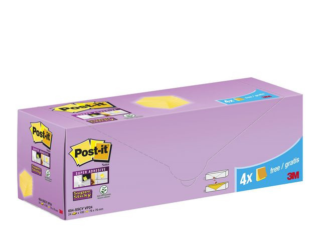 Notatblokk Post-It Ssn 76X76 Cy (24 stk)