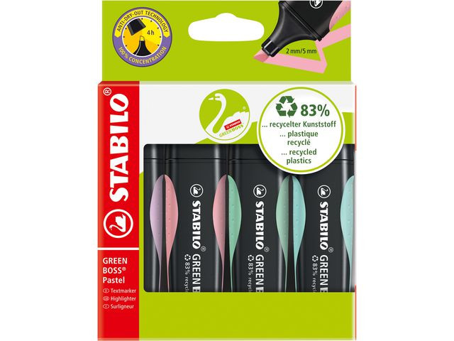 BildeTekstmarker Stabilo Green Boss Past (4 stk)