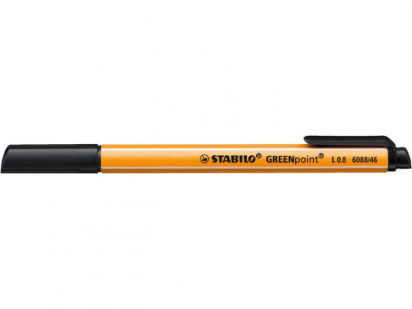 Fiberpenn Stabilo Greenpoint 0,8 Sort (10 stk)