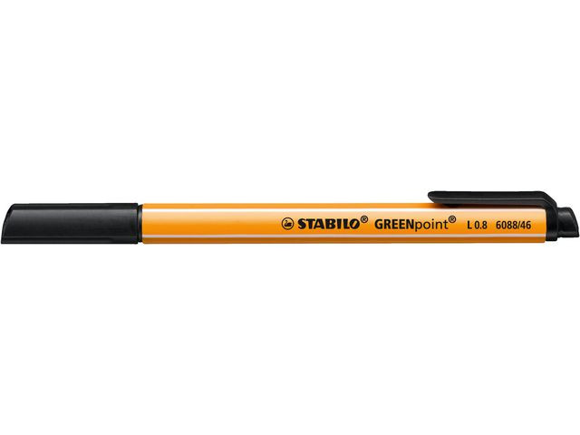 BildeFiberpenn Stabilo Greenpoint 0,8 Sort (10 stk)