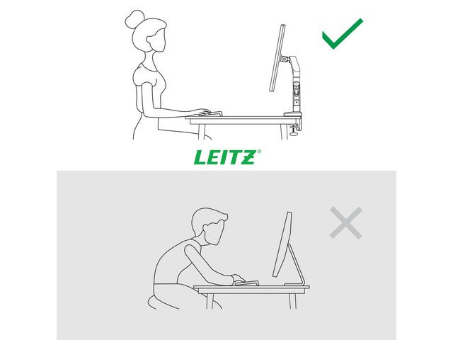 Skjermarm Leitz Ergo Dobbel Grå