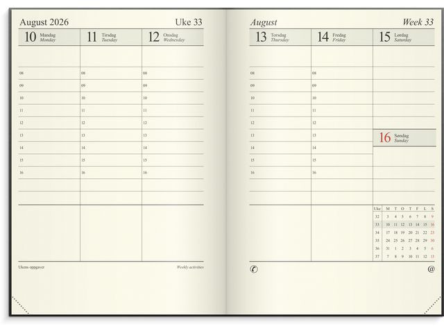 Sjefskalender Grieg A4 Imitert 2026 Grå