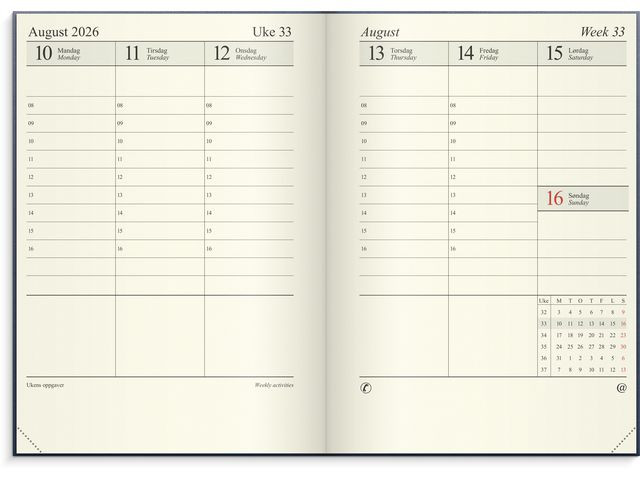 Sjefskalender Grieg A4 Imitert 2026 Blå