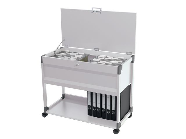 Hengemappevogn Durable Låsbar Hvit