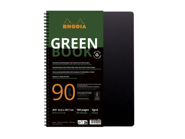 Notatbok Rhodia Greenbook A4+ 90G Linjer (5 stk)