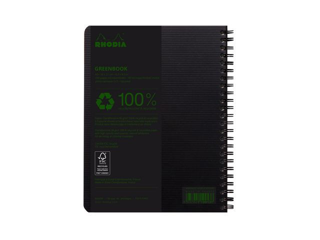 Notatbok Rhodia Greenbook A5+ 90G Ruter (5 stk)