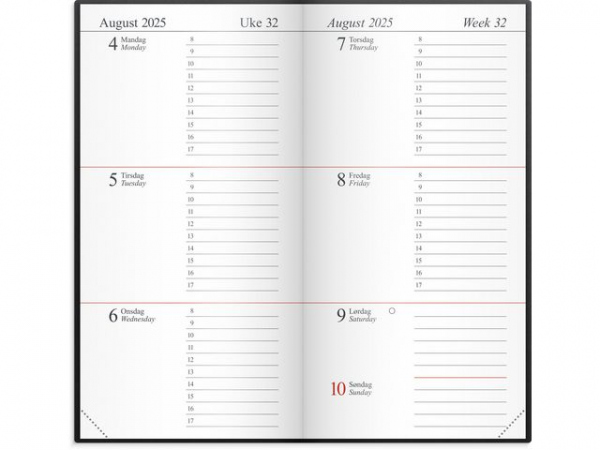Lommekalender Grieg Memo 2025 Plast Sort
