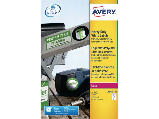 BildeEtikett Avery Polyester 63,5X38,1 (420 stk)