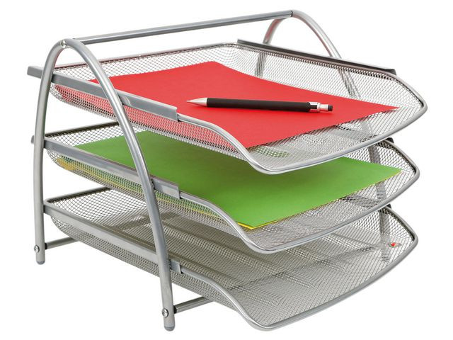 BildeBrevkurv Alba 3 Hyller Mesh Sølv