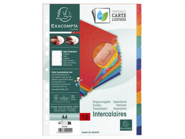 Skilleblad Exacompta A4 12-Delt