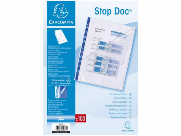 Plastlomme Exacompta A4 60My (100 stk)