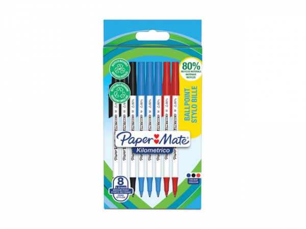 Kulepenn Papermate Kilometrico Ass (8 stk)