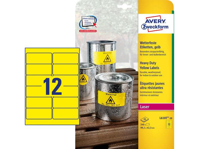 Etikett Avery Polyester 99X42 Gul (240 stk)