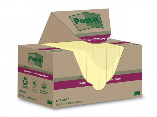 Notatblokk Post-It Ssn48X48 Resir Cy (12 stk)