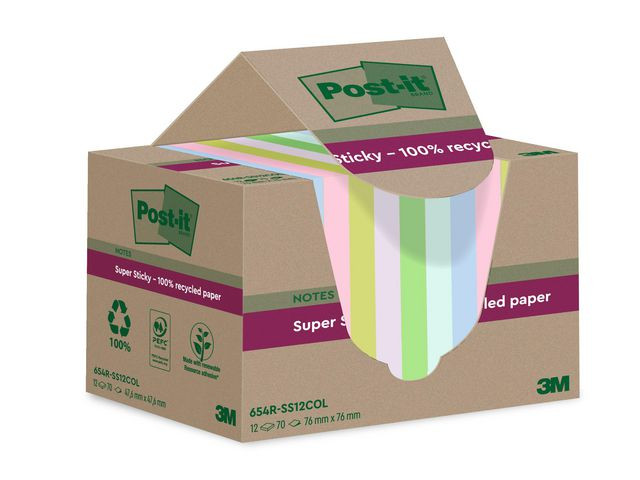 Notatblokk Post-It Ssn76X76 Resi Ass (12 stk)