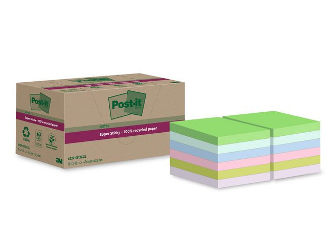 Notatblokk Post-It Ssn48X48 Resi Ass (12 stk)
