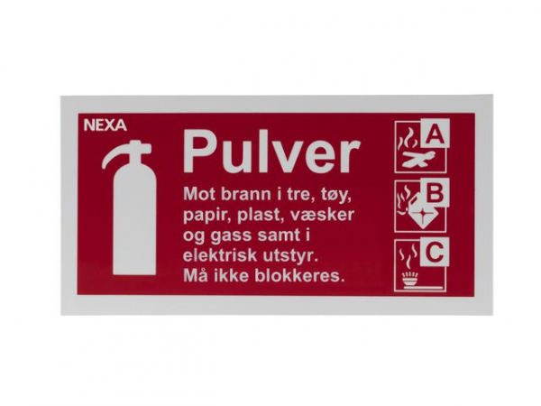 Skilt Nexa Pulver 20X10Cm Rød