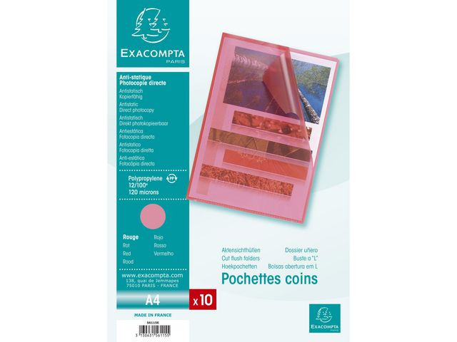 Plastomslag Exacompta A4 120My Rød (10 stk)