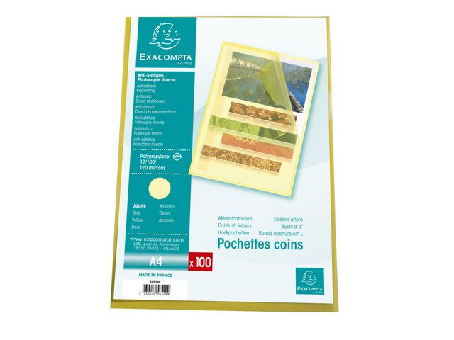 BildePlastomslag Exacompta A4 120My Gul (100 stk)