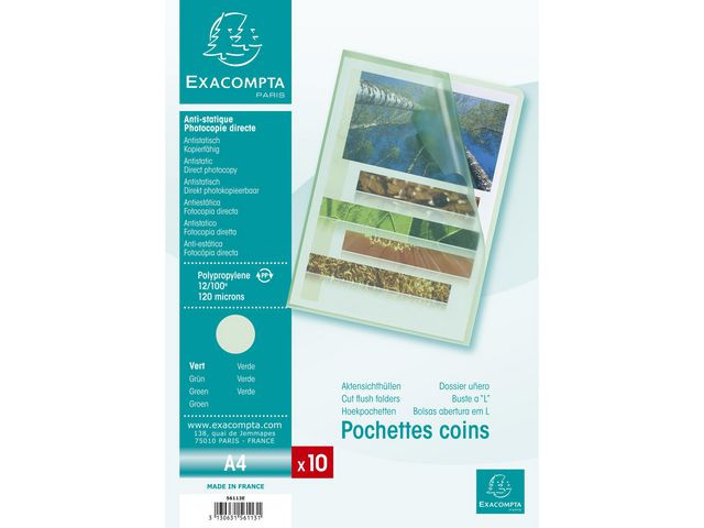 Plastomslag Exacompta A4 120My Grøn (10 stk)
