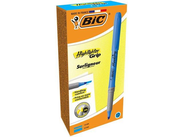 Tekstmarker Bic Highlighter Grip Blå (12 stk)