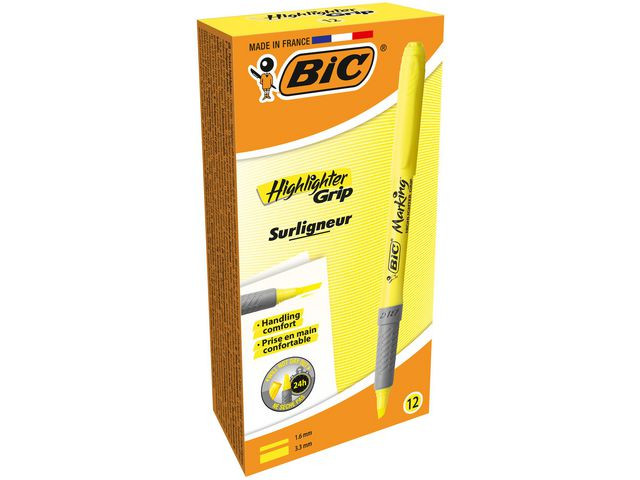 Tekstmarker Bic Grip Gul (12 stk)