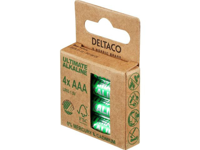 BildeBatteri Deltaco Alkaline Aaa/Lr03 (4 stk)