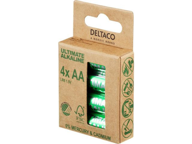 BildeBatteri Deltaco Alkaline Aa/Lr6 (4 stk)