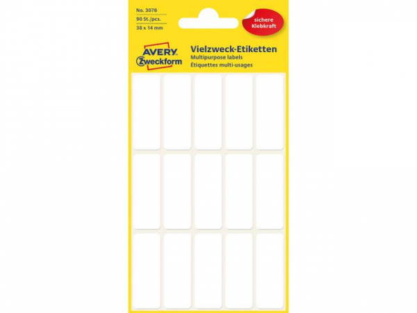 Etikett Avery Manuell 14X38Mm Hvit (90 stk)