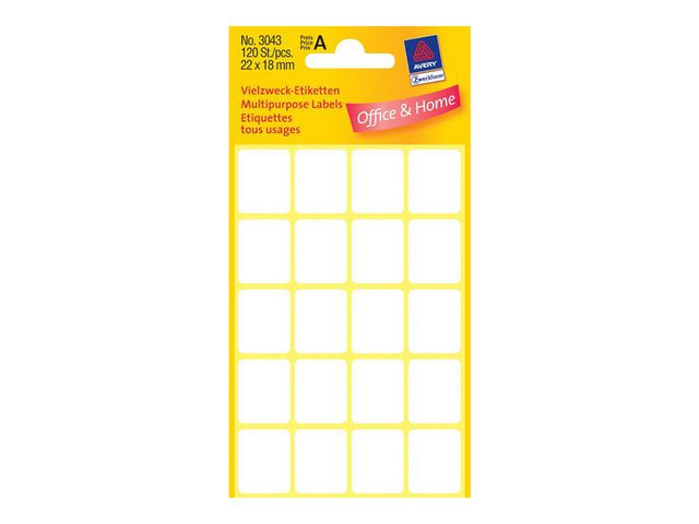 Etikett Avery Manuell 18X22Mm Hvit (120 stk)