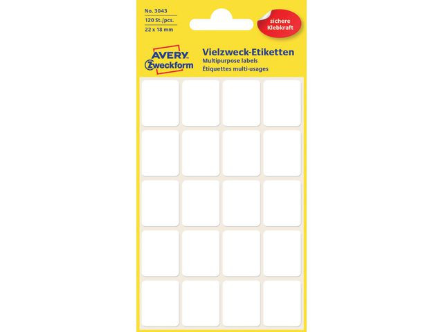 BildeEtikett Avery Manuell 18X22Mm Hvit (120 stk)