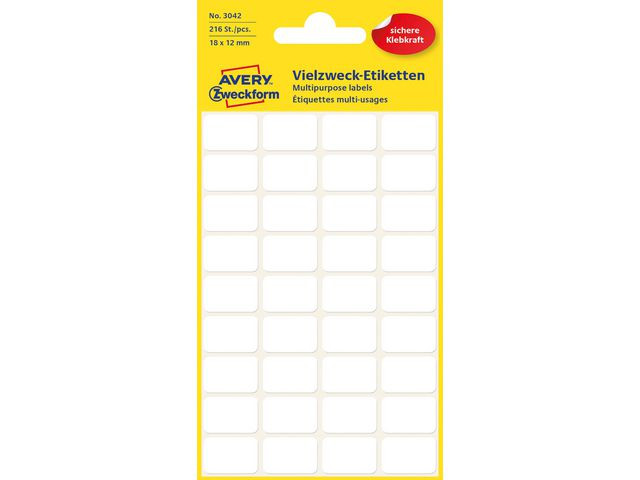 BildeEtikett Avery Manuell 18X12Mm Hvit (216 stk)