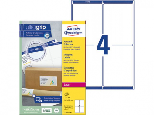 Etikett Avery Laser Qp 99,1X139 (400 stk)