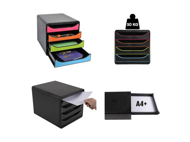 Skuffekabinett Exacompta 4Skuff Sort/Sor