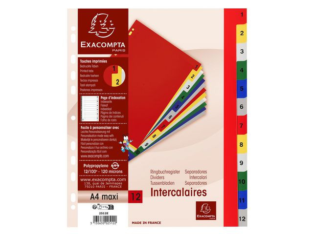 Register Exacompta A4+ 1-12 Assortert