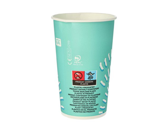 BildeDrikkebeger Papp 40Cl Turkis (50 stk)
