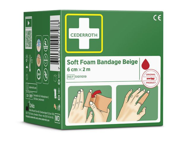 Cederroth Soft Foam Bandasje Beige 6 cm x 2m