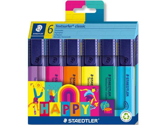 BildeTekstmarker Staedtler Happy Ass. Frg (6 stk/sett, 5 sett)