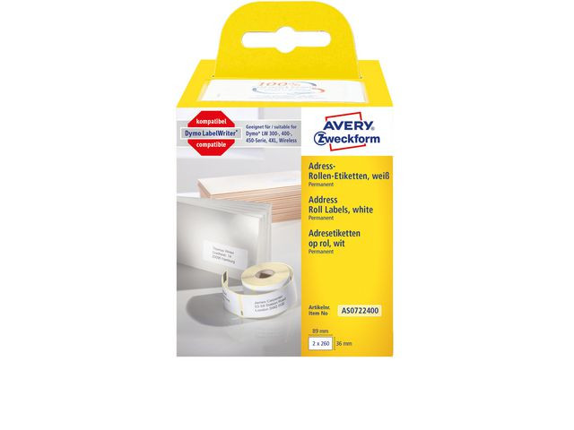 Etikett Avery Adresse 89X36Mm (520 stk)
