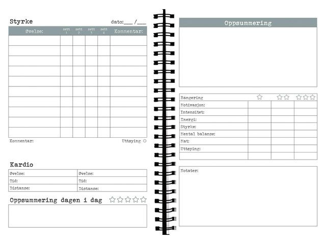Treningsdagbok Grieg A5 Spiralisert Grå