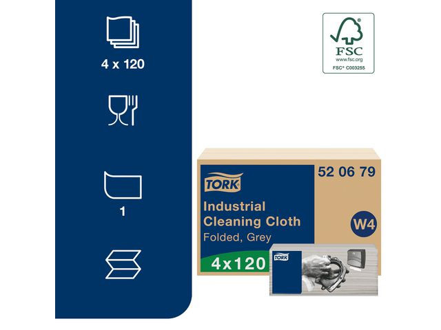 Klut Tork Industri Top-Pak W4 Grå (120 stk)