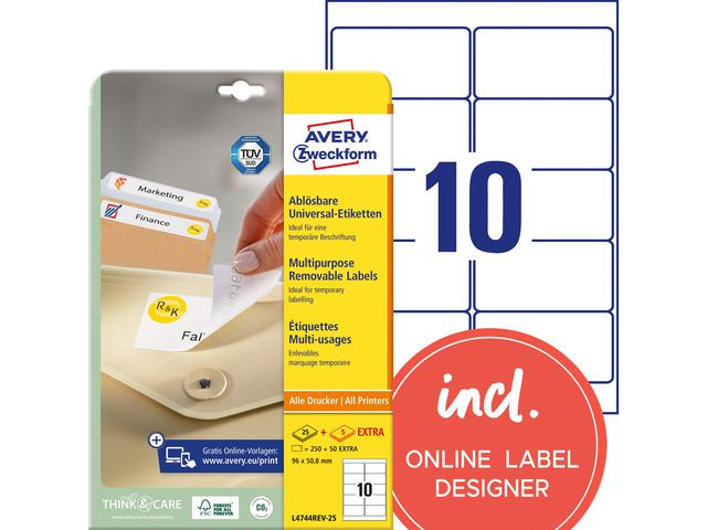 BildeEtikett Avery Avtagbar 96X50,8 (240 stk)
