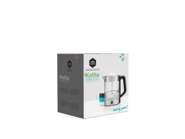 Vannkoker Obh Nordica 1,5L Glass/Stål