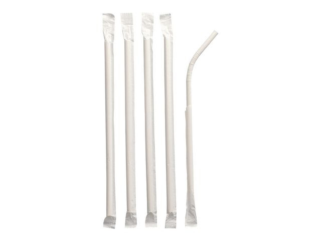 Sugerør Papir Enkeltpk. 20Cm M/Bøy (100 stk/pk, 10 pakker)