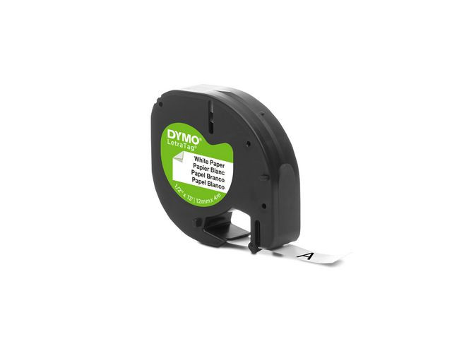 BildeTape Dymo Letratag 12Mm Papir Sort/Hvit