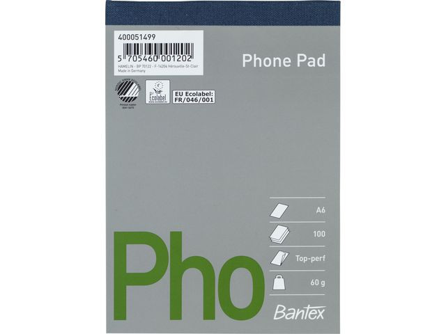 BildeTelefonblokk Bantex A6 100S 60G (5 stk)