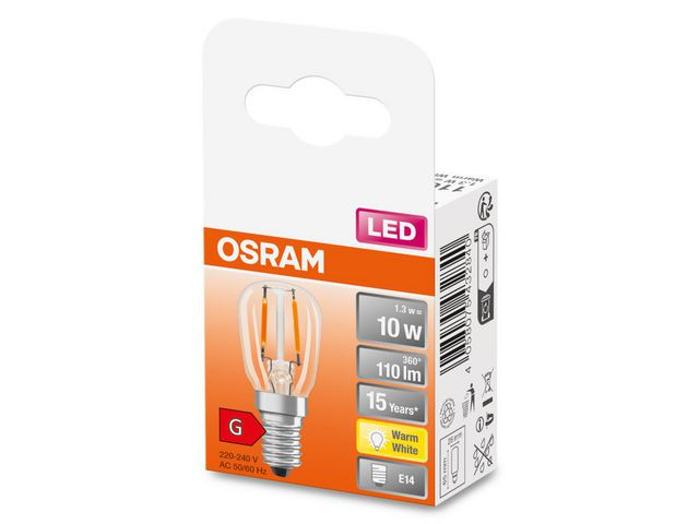 Lyspære Osram T26 10 E14 Klar 1,3W (6 stk)