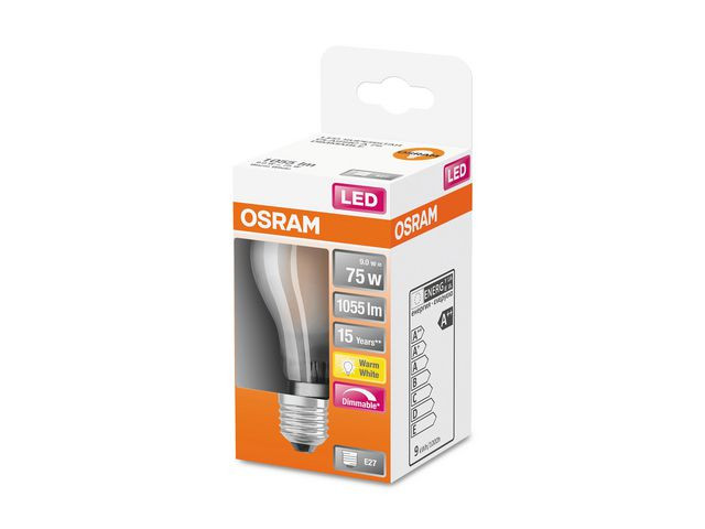 BildeLyspære Osram Led 9W/827 Dim Frost E27 (6 stk)