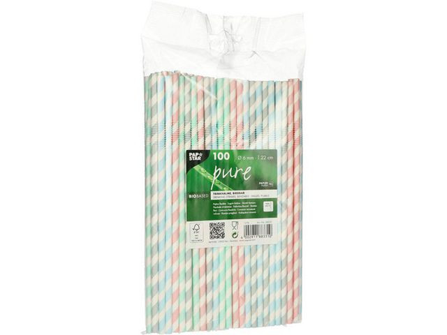 Sugerør Papstar 22Cm Striper (100 stk)