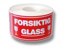 Etikett Forsiktig Glass (500 stk)